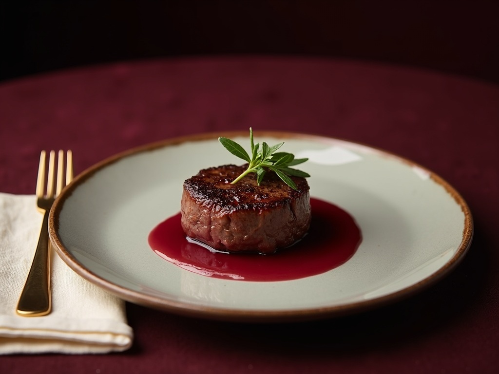 Filé ao ponto com redução de vinho